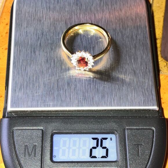 Natural Red Garnet Sterling Silver Halo Ring Discounted Size 8 - Picture 9 of 11